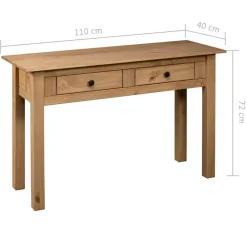 vidaXL Mesa consola madera maciza pino Panamá Range 110x40x72 cm Marrón New