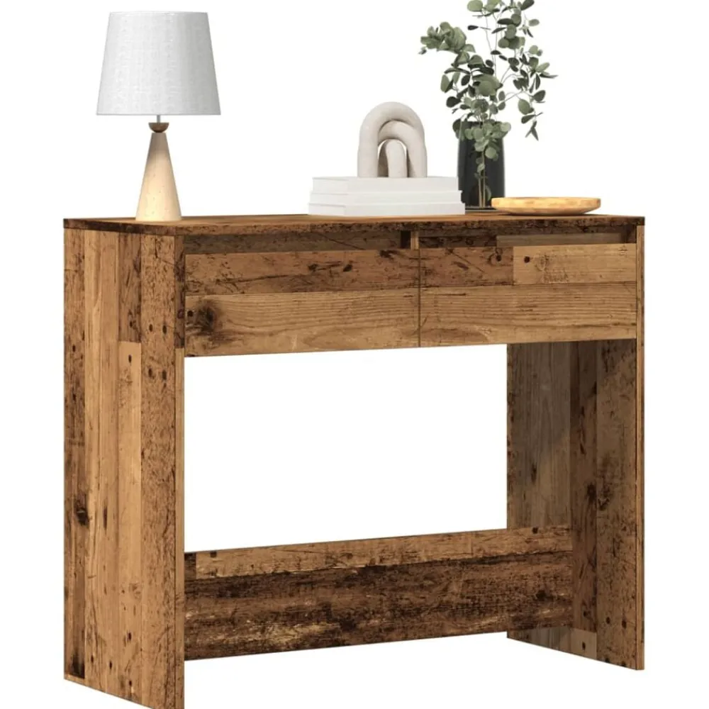 vidaXL Mesa consola madera ingeniería madera envejecida 89x41x76,5 cm Madera antigua Sale