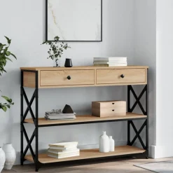 vidaXL Mesa consola madera de ingeniería 100x28x75 cmm Roble Sonoma Sale