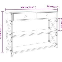 vidaXL Mesa consola madera de ingeniería 100x28x75 cmm Roble Sonoma Sale