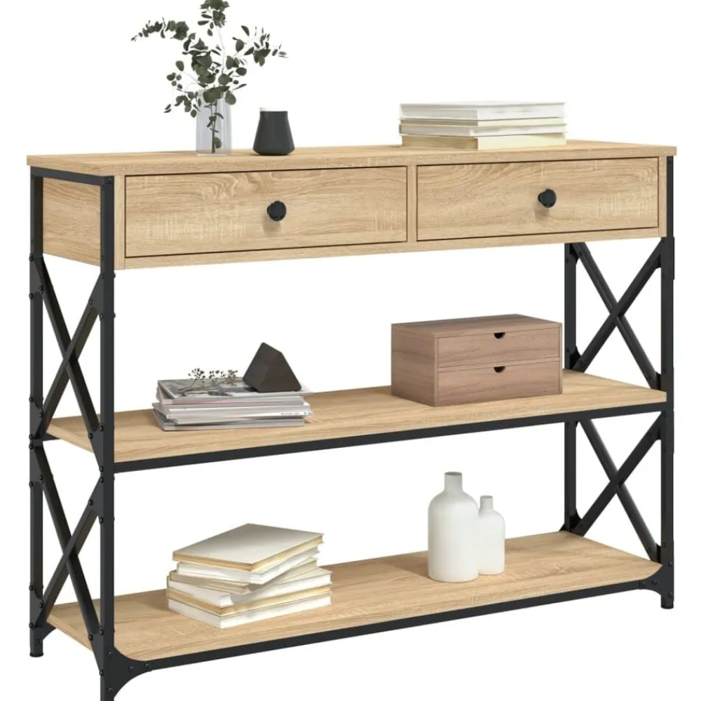 vidaXL Mesa consola madera de ingeniería 100x28x75 cmm Roble Sonoma Sale