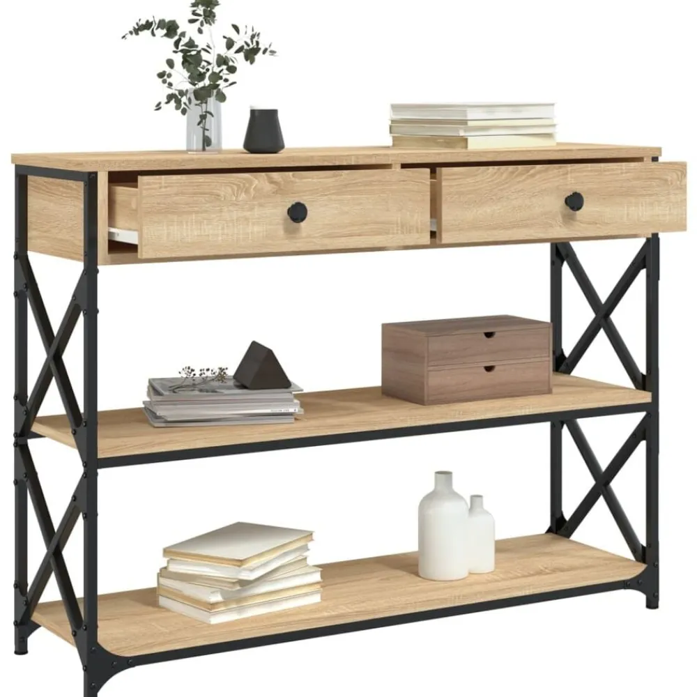vidaXL Mesa consola madera de ingeniería 100x28x75 cmm Roble Sonoma Sale