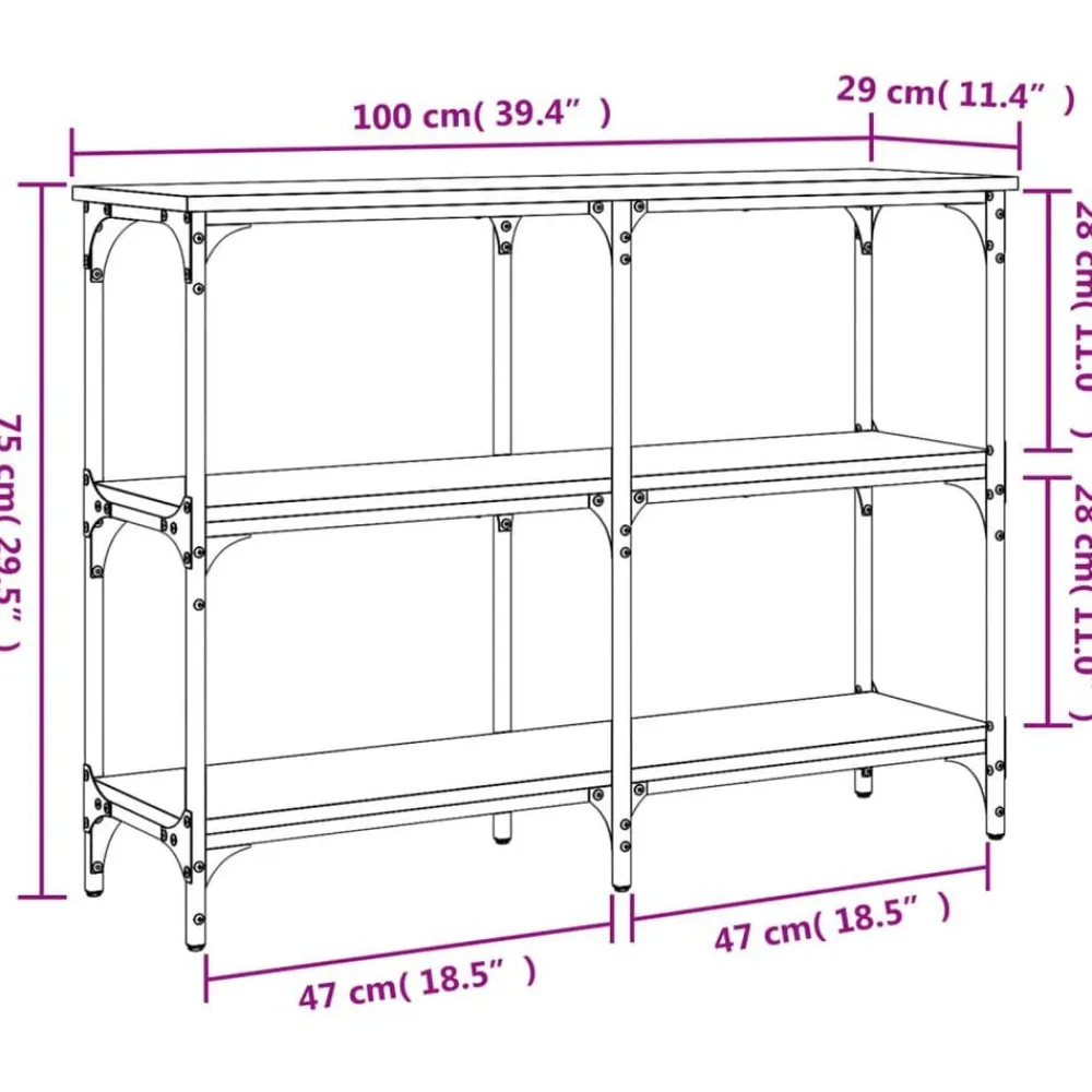 vidaXL Mesas-Mesa consola madera de ingeniería 100x29x75 cm