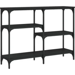 vidaXL Mesa consola madera de ingeniería negra 102x29x75 cm Negro Sale