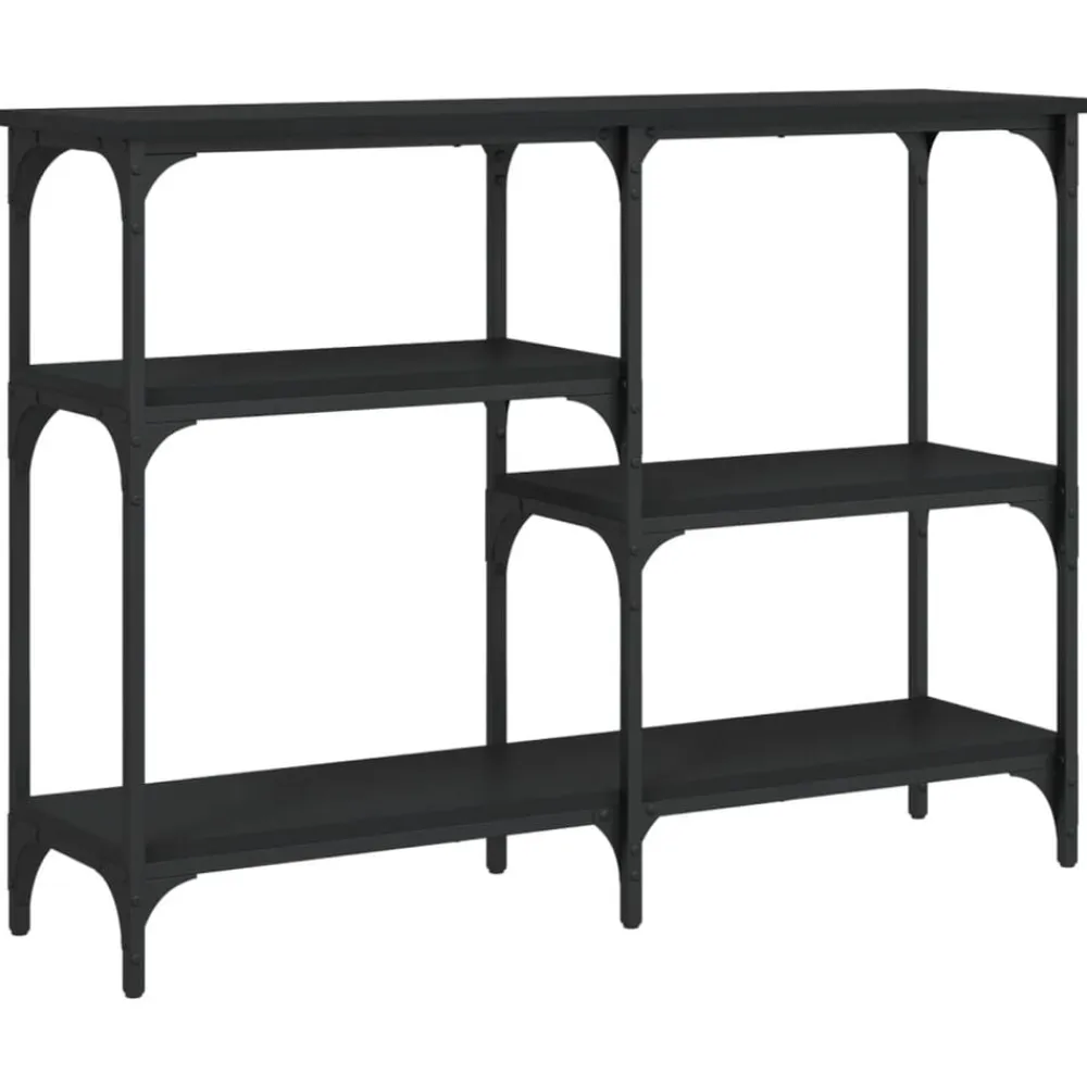 vidaXL Mesa consola madera de ingeniería negra 102x29x75 cm Negro Sale