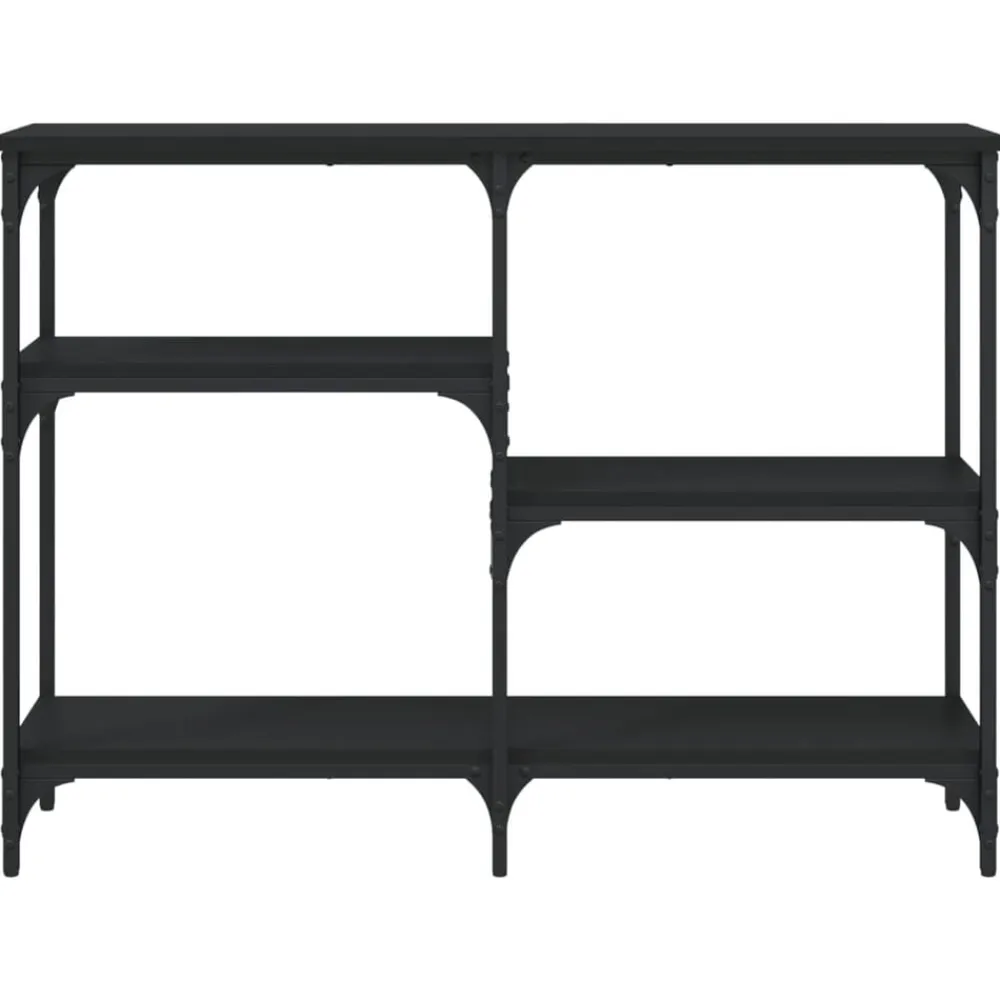 vidaXL Mesa consola madera de ingeniería negra 102x29x75 cm Negro Sale