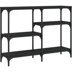 vidaXL Mesa consola madera de ingeniería negra 102x29x75 cm Negro Sale