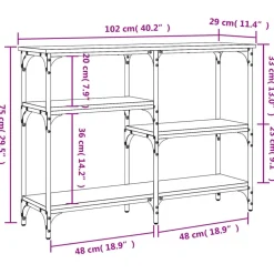 vidaXL Mesa consola madera de ingeniería negra 102x29x75 cm Negro Sale