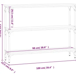 vidaXL Mesa consola madera de ingeniería 100x22,5x75 cm Roble ahumado Best
