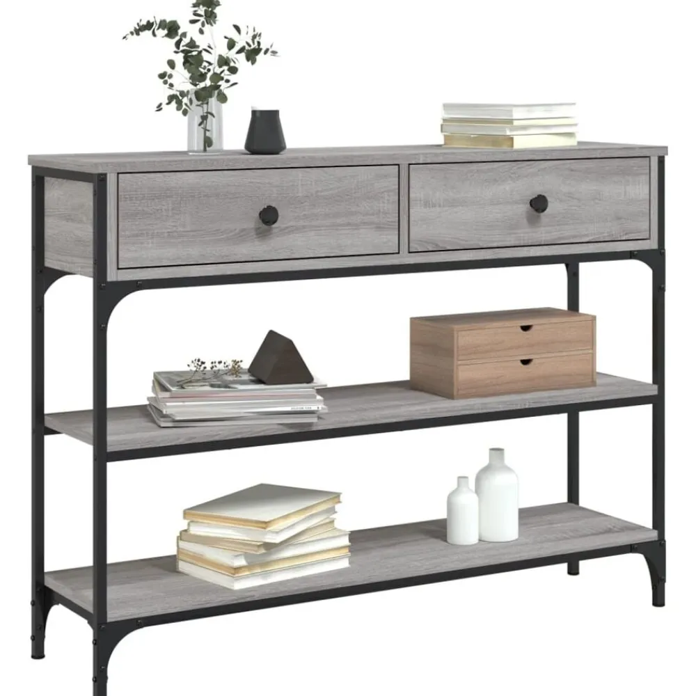 vidaXL Mesa consola madera de ingeniería 100x25x75 cm Gris sonoma Hot