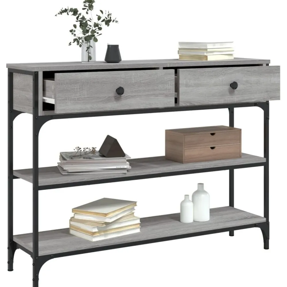vidaXL Mesa consola madera de ingeniería 100x25x75 cm Gris sonoma Hot