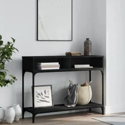 vidaXL Mesa consola madera de ingeniería negra 100x30,5x75 cm Negro