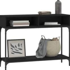 vidaXL Mesa consola madera de ingeniería negra 100x30,5x75 cm Negro