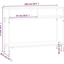 vidaXL Mesa consola madera de ingeniería negra 100x30,5x75 cm Negro