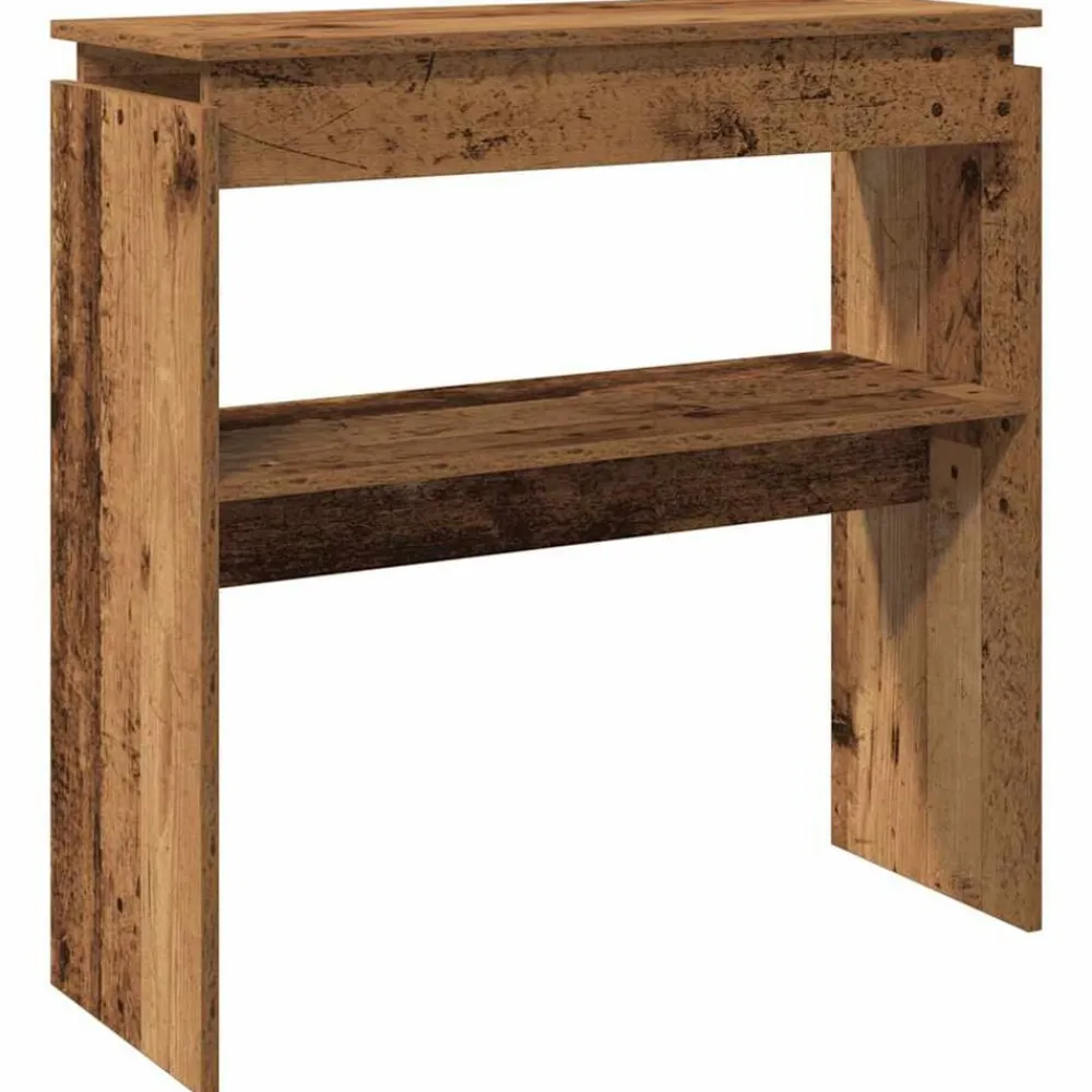 vidaXL Mesas-Mesa consola madera de ingeniería envejecida 80x30x80 cm