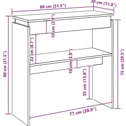 vidaXL Mesas-Mesa consola madera de ingeniería envejecida 80x30x80 cm