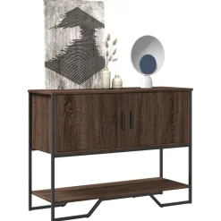 vidaXL Mesas-Mesa consola madera de ingeniería marrón roble 100x35x74,5 cm