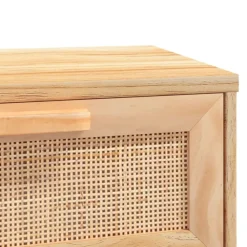 vidaXL Mesa consola madera pino maciza ratán natural marrón 80x30x75cm Marr&oacute;n Outlet