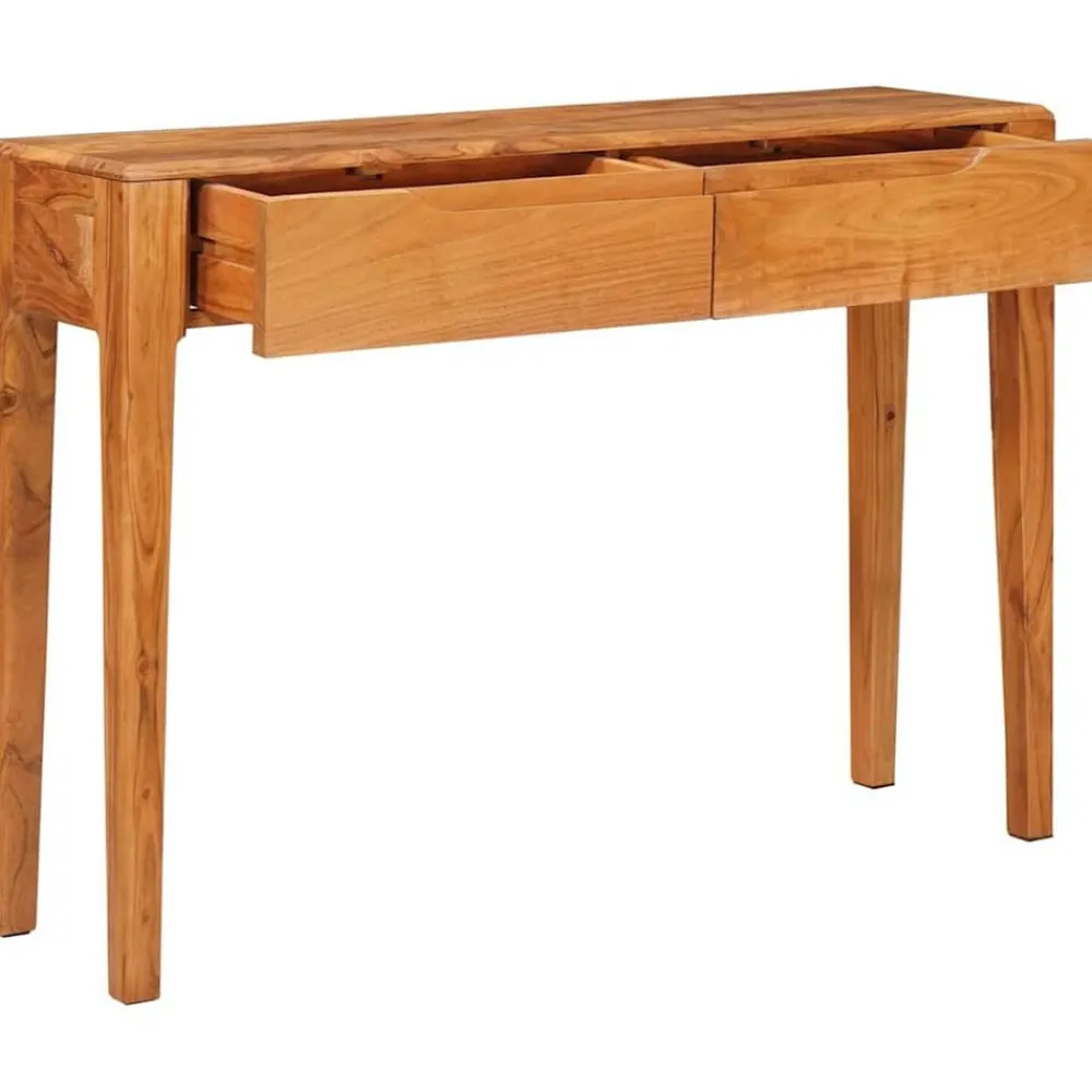 vidaXL Mesas-Mesa Consola Marrón 110 x 30 x 80 cm Madera de Acacia Sólida