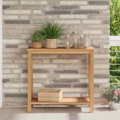 vidaXL Mesa Consola Marrón 85 x 35 x 75 cm Madera de teca maciza Discount