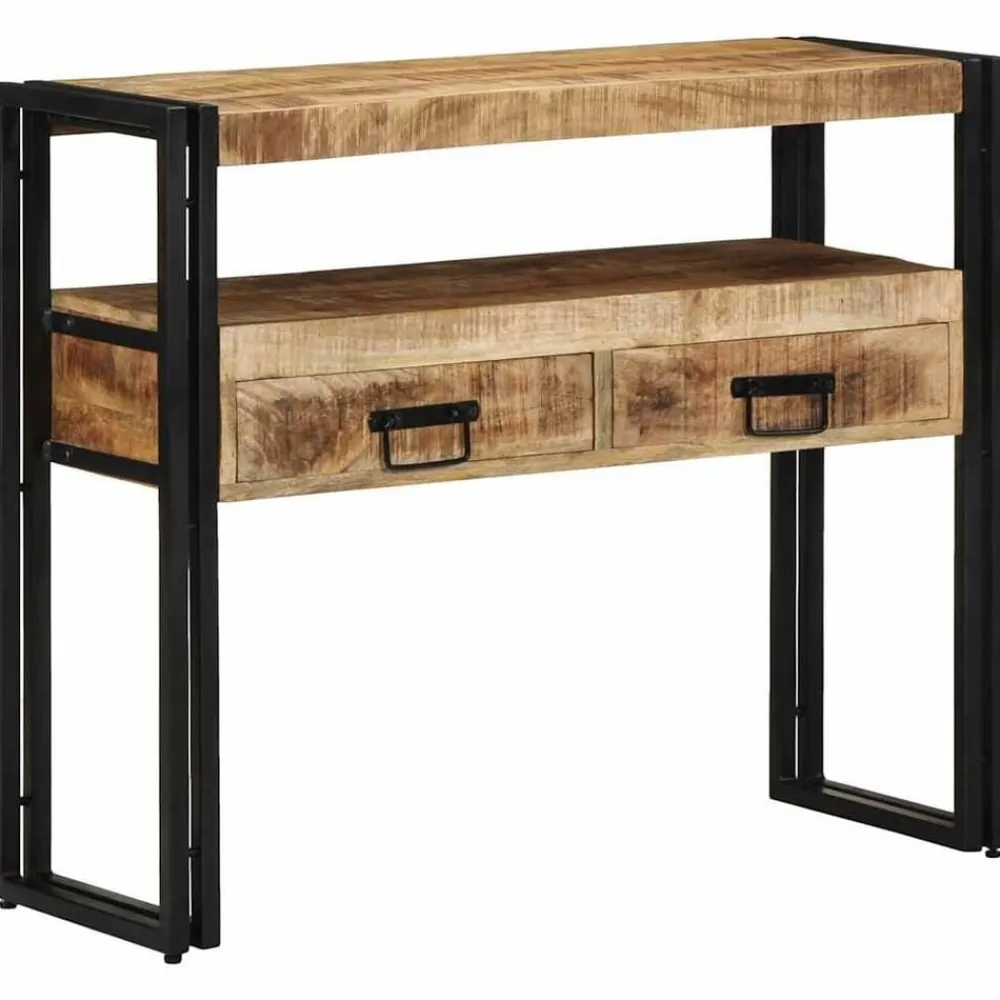 vidaXL Mesas-Mesa Consola Marrón 90 x 33 x 75 cm Madera de mango maciza