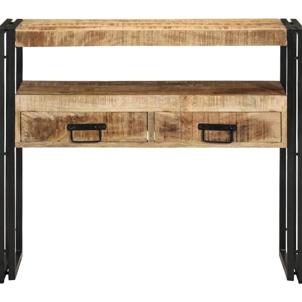 vidaXL Mesas-Mesa Consola Marrón 90 x 33 x 75 cm Madera de mango maciza