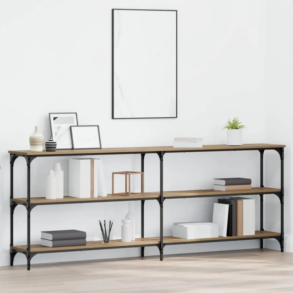 vidaXL Mesa Consola 200 x 29 x 75 cm Roble artisan Clearance