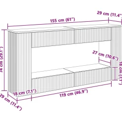 vidaXL Mesas-Mesa Consola 155 x 29 x 74 cm Madera de ingeniería