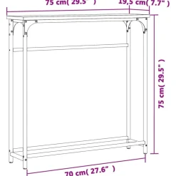 vidaXL Mesas-Mesa consola 75x19,5x75 cm madera de ingeniería