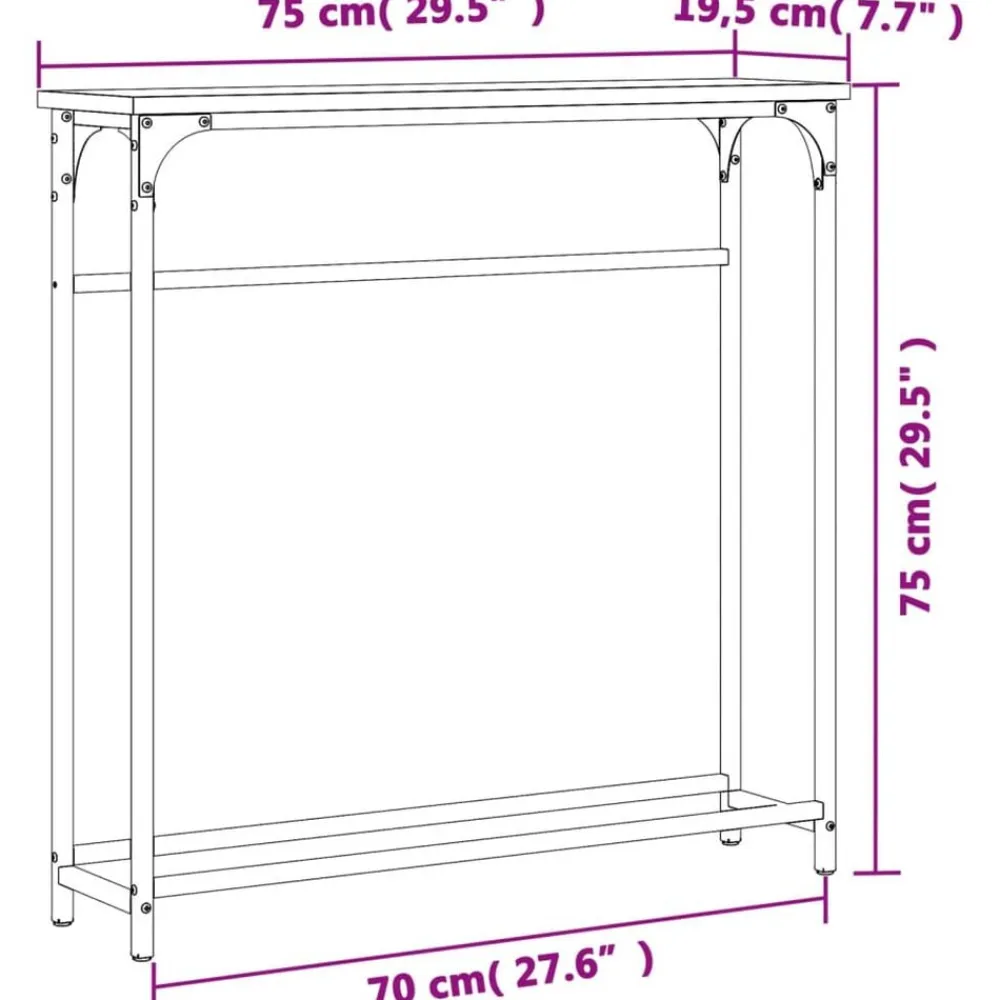 vidaXL Mesas-Mesa consola 75x19,5x75 cm madera de ingeniería