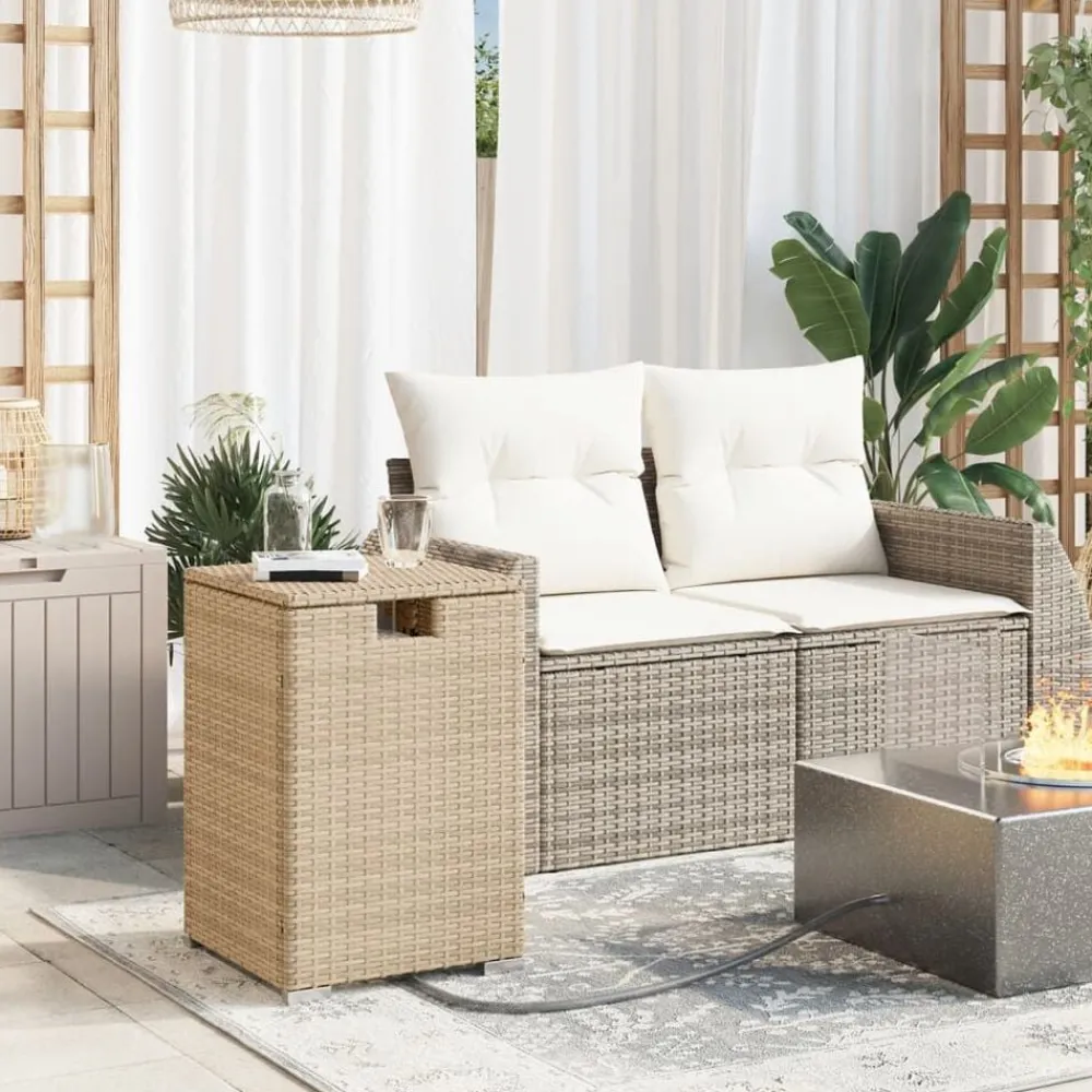 vidaXL Mesa cubierta para bombona de propano ratán 40x40x60 cm Beige