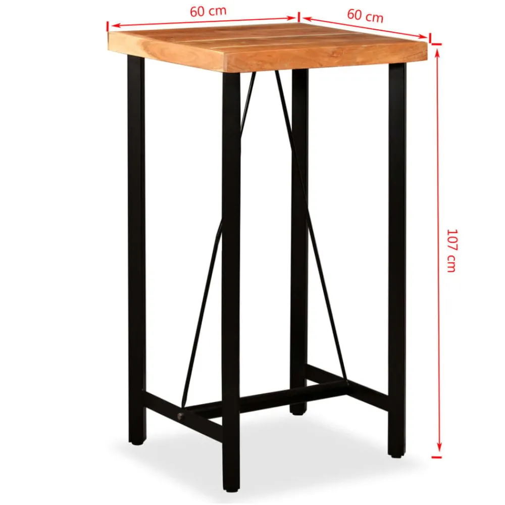 vidaXL Mesas-Mesa de bar de madera maciza de acacia 60x60x107 cm