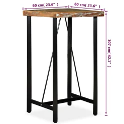 vidaXL Mesas-Mesa de bar de madera maciza reciclada 60x60x107 cm