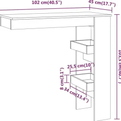 vidaXL Mesas-Mesa de bar de pared contrachapada 102x45x103,5cm