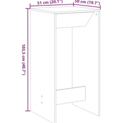 vidaXL Mesa de Bar 51 x 50 x 103,5 cm Madera de ingeniería Roble negro Sale