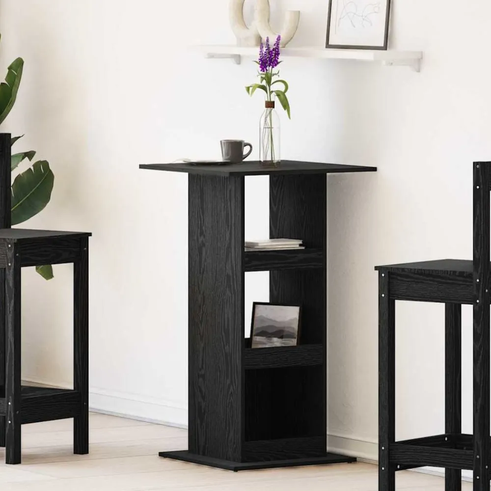 vidaXL Mesa de Bar 60 x 60 x 100 cm Madera contrachapada Roble negro New