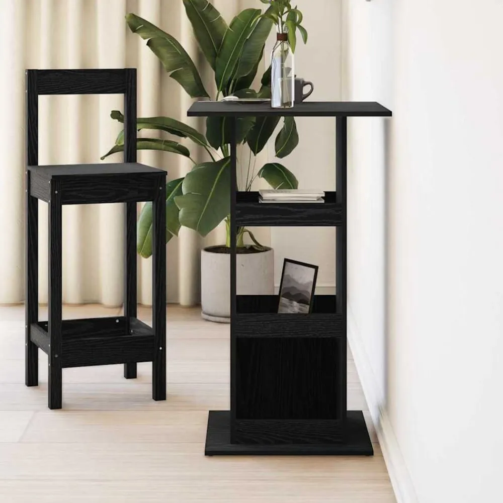 vidaXL Mesa de Bar 60 x 60 x 100 cm Madera contrachapada Roble negro New