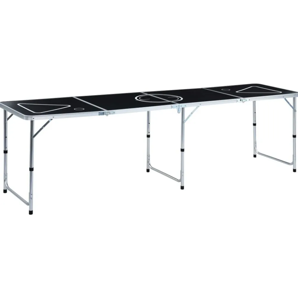 vidaXL Mesa de beer pong plegable negro 240 cm New