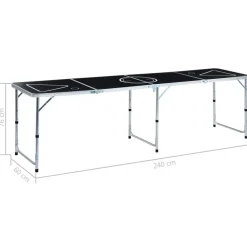 vidaXL Mesa de beer pong plegable negro 240 cm New