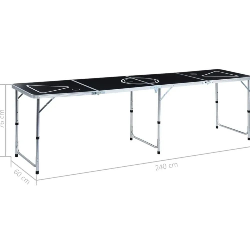 vidaXL Mesa de beer pong plegable negro 240 cm New