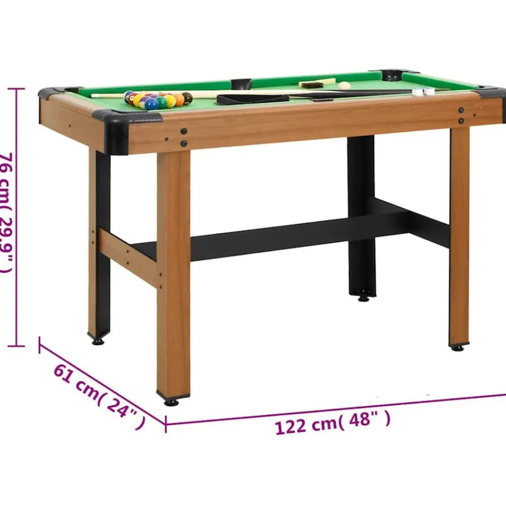 vidaXL Mesa de billar de 4 pies marrón 122x61x76 cm Clearance