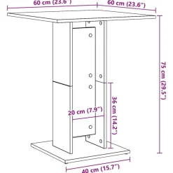 vidaXL Mesas-Mesa de bistró madera de ingeniería 60x60x75 cm