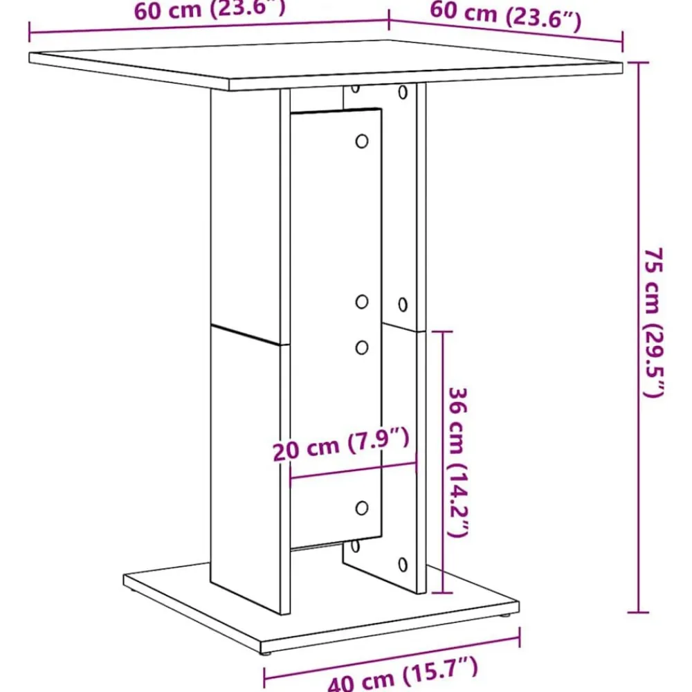 vidaXL Mesas-Mesa de bistró madera contrachapada 60x60x75 cm