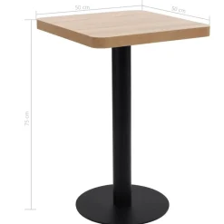 vidaXL Mesa de bistró MDF marrón claro 50x50 cm marrón claro y negro