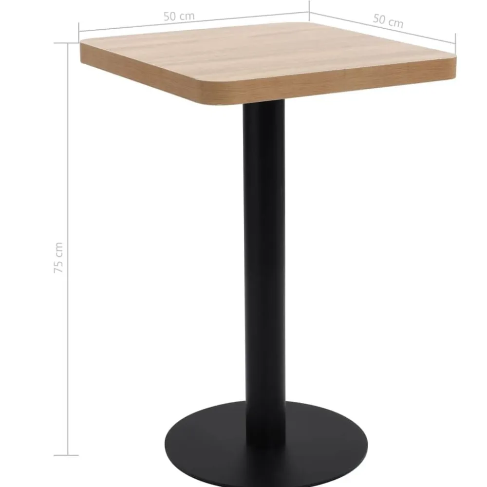 vidaXL Mesa de bistró MDF marrón claro 50x50 cm marrón claro y negro