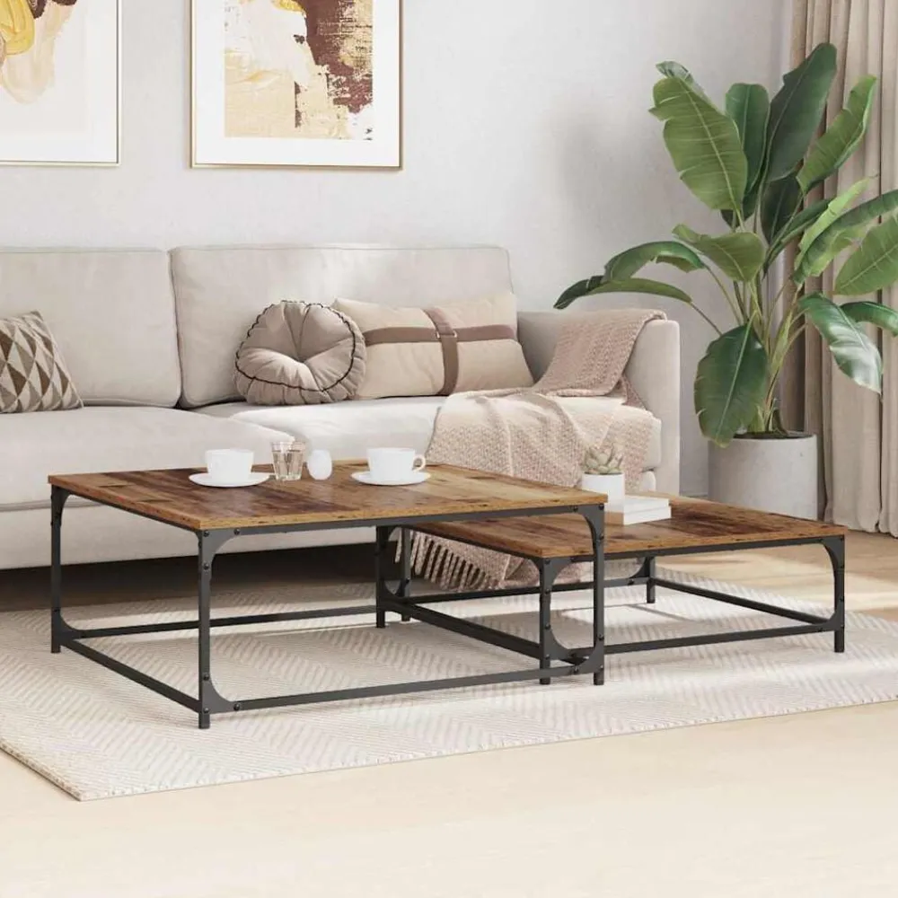vidaXL Mesas-Mesa de Café 2 pcs Madera de ingeniería