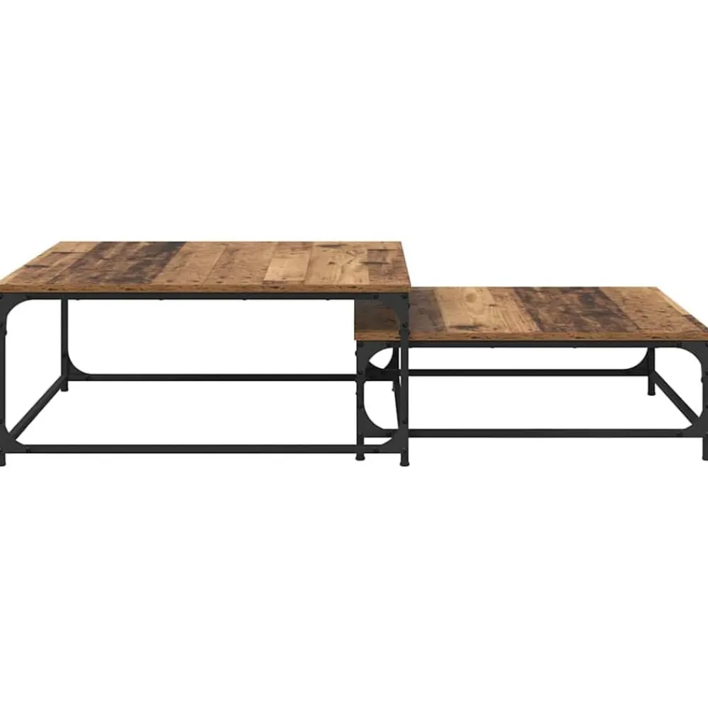 vidaXL Mesas-Mesa de Café 2 pcs Madera de ingeniería