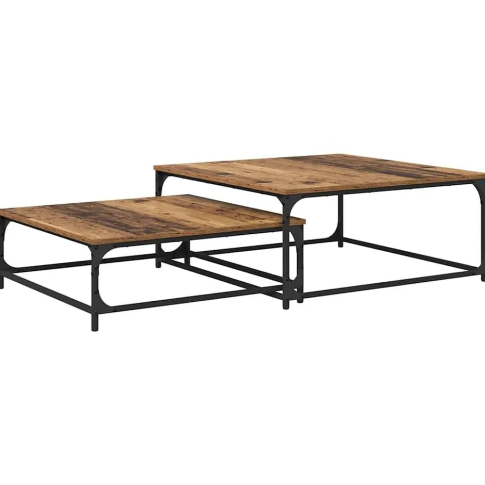 vidaXL Mesas-Mesa de Café 2 pcs Madera de ingeniería
