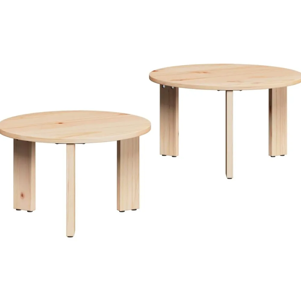 vidaXL Mesas-Mesa de Café 2 pcs Madera maciza de Pino