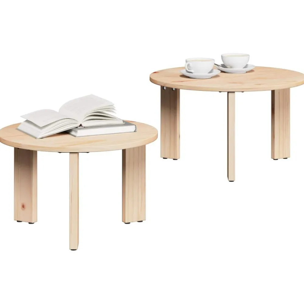 vidaXL Mesas-Mesa de Café 2 pcs Madera maciza de Pino
